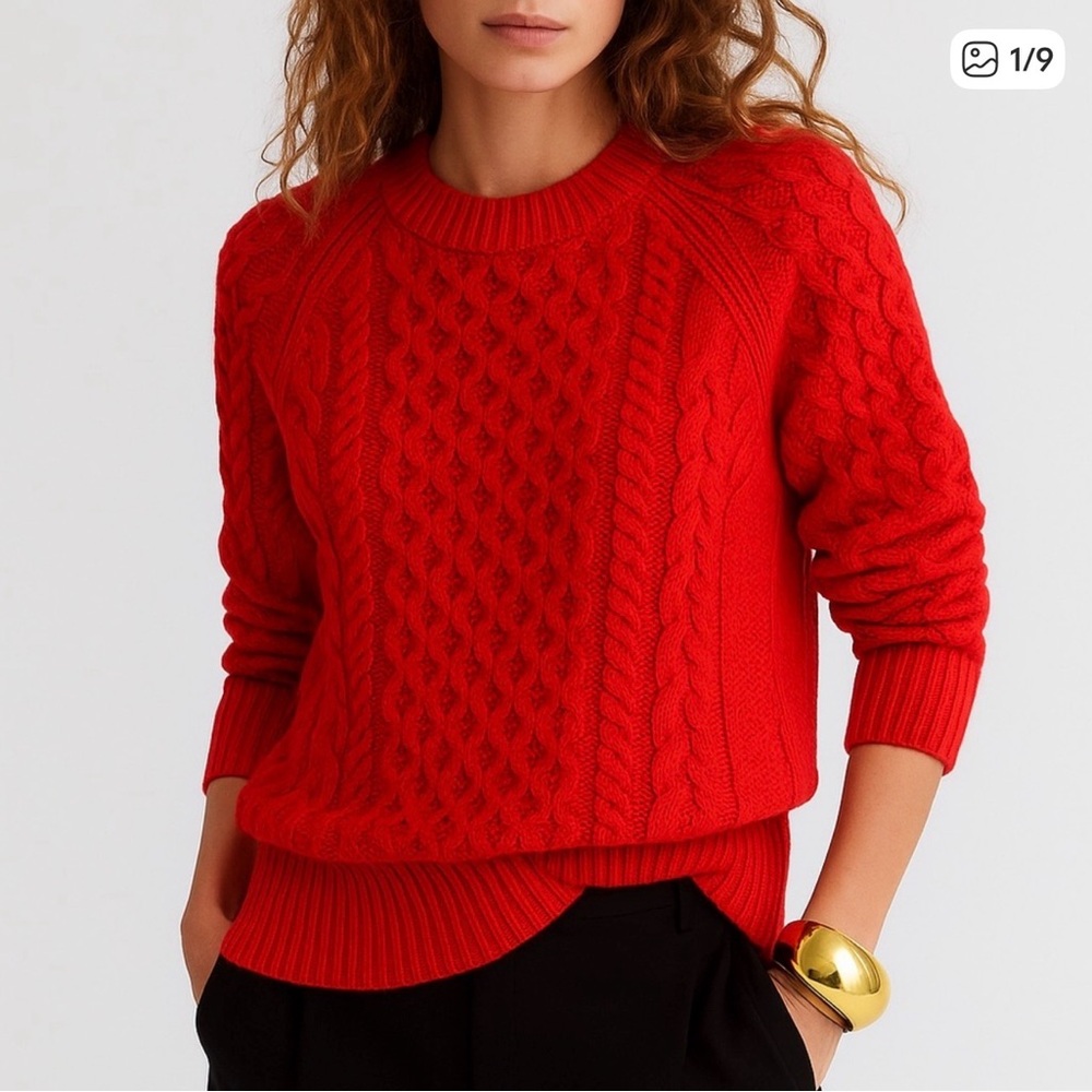 J Crew Red Cable Knit Sweater size xl